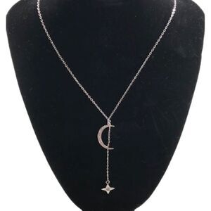 NWT Lili Claspe Rope the Moon Silver Plated Lariat Necklace